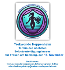 Taekwondo Heppenheim Selbstverteidigung für Frauen