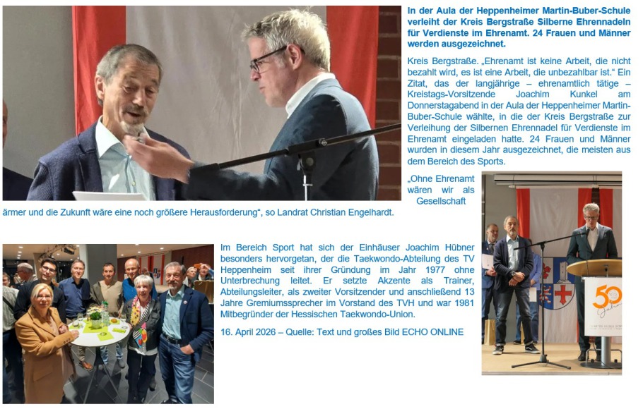 Silberne Ehrenamtsnadel für Abteilungsleiter Joachim Hübner